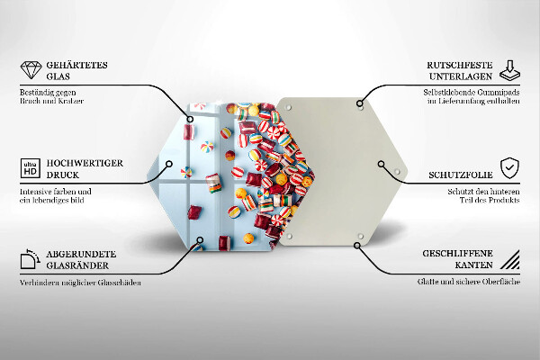 Glass kitchen board Colorful candies