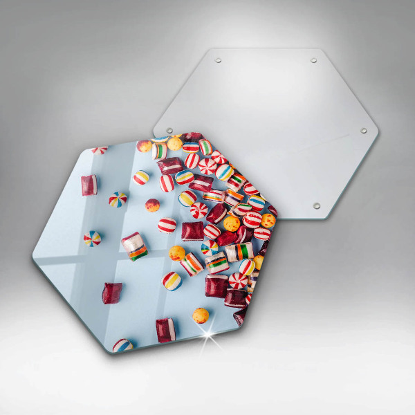 Glass kitchen board Colorful candies