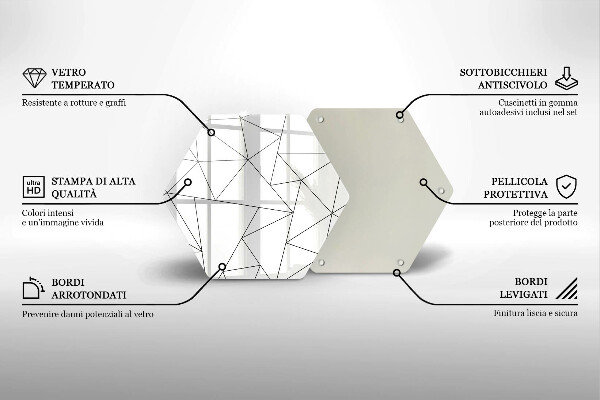 Glass kitchen board White triangles