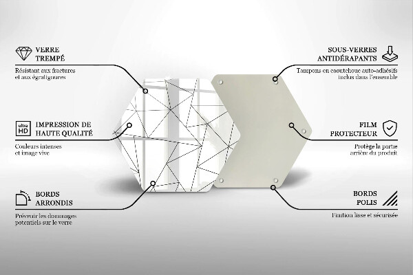 Glass kitchen board White triangles