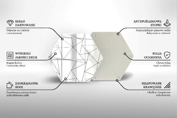 Glass kitchen board White triangles