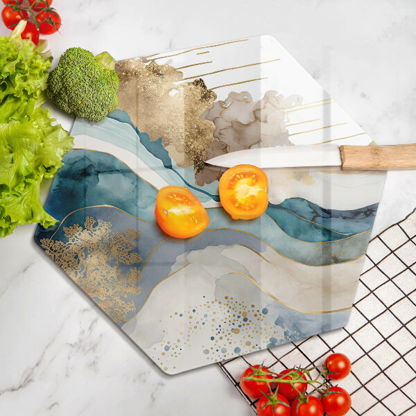 Glass kitchen board Colorful marble