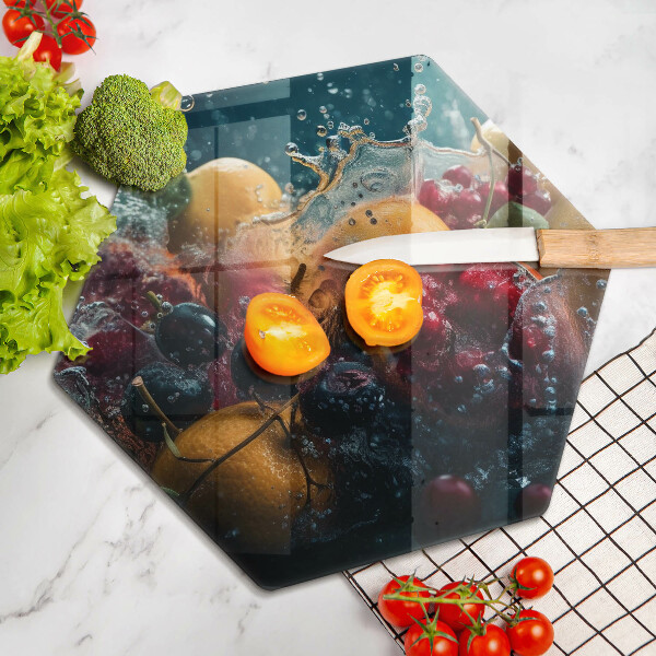 Glass kitchen board Fruits in water