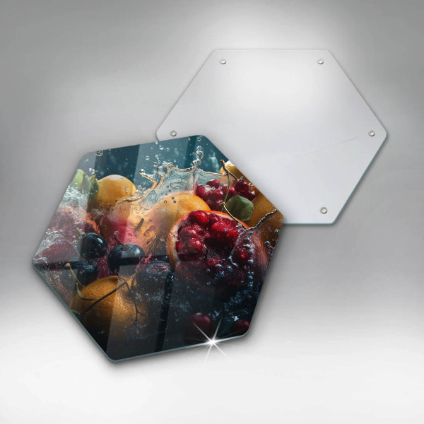 Glass kitchen board Fruits in water