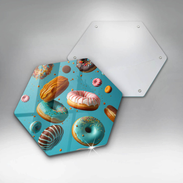 Glass kitchen board Colorful donuts