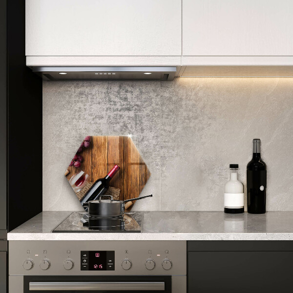 Glass kitchen board A bottle of red wine