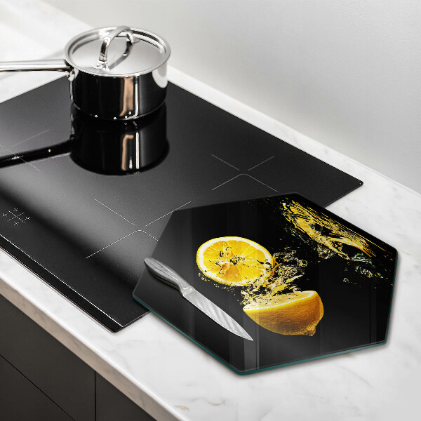 Chopping board glass Juicy lemon fruit