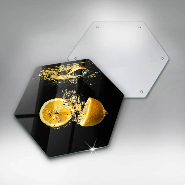 Chopping board glass Juicy lemon fruit