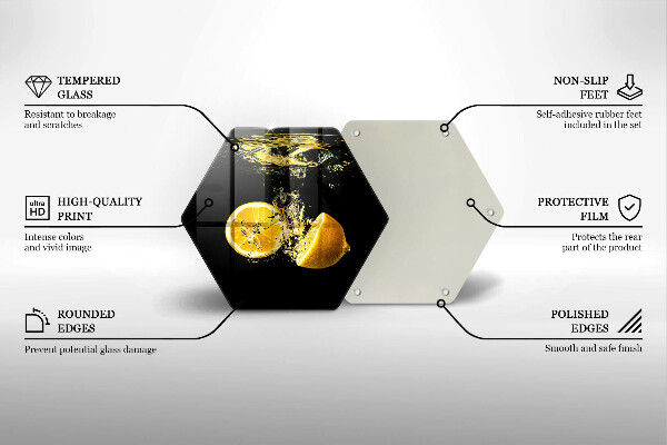 Chopping board glass Juicy lemon fruit