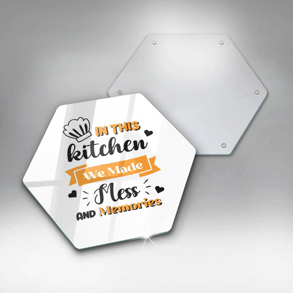 Glass kitchen board In this kitchen we made messes and memories