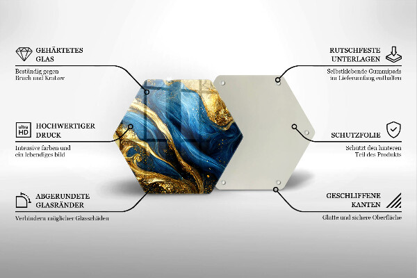 Glass kitchen board Blue-gold marble