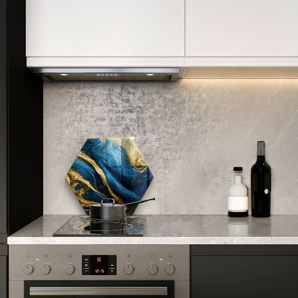 Glass kitchen board Blue-gold marble