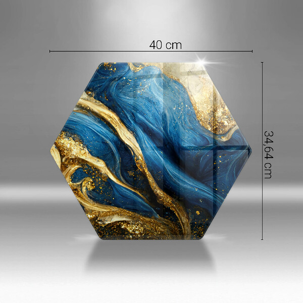 Glass kitchen board Blue-gold marble