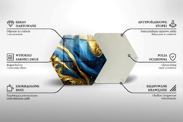 Glass kitchen board Blue-gold marble