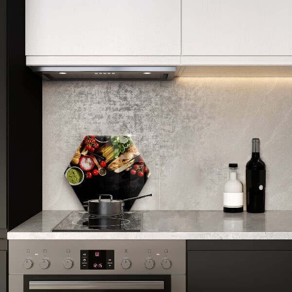 Glass kitchen board Italian ingredients and spices