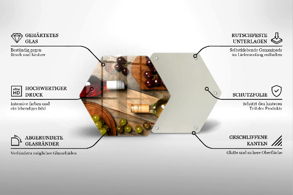 Glass kitchen board Bottles of wine and grapes