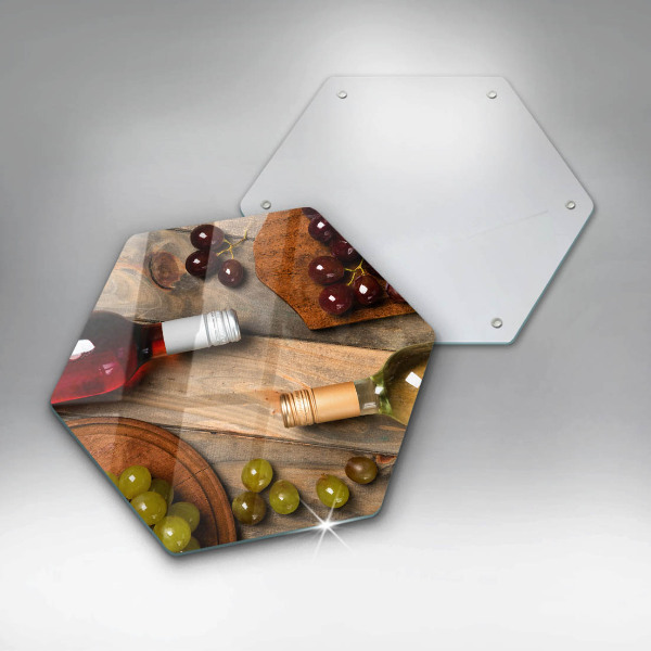 Glass kitchen board Bottles of wine and grapes