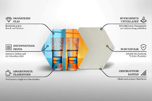 Chopping board Two glasses of water