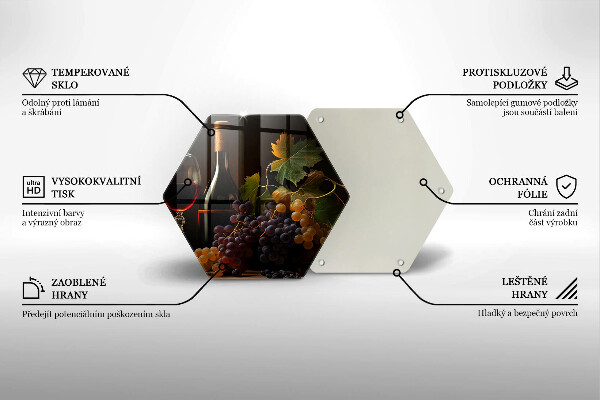 Chopping board A glass of wine and grapes