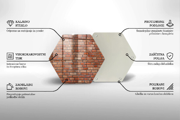 Chopping board glass Brick wall