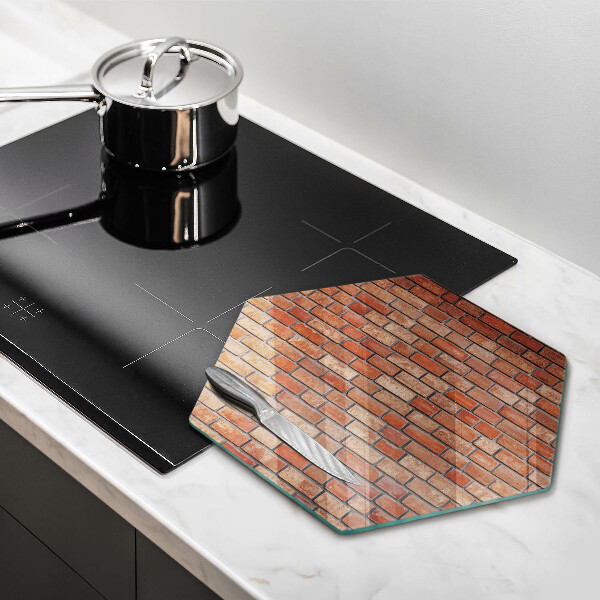 Chopping board glass Brick wall