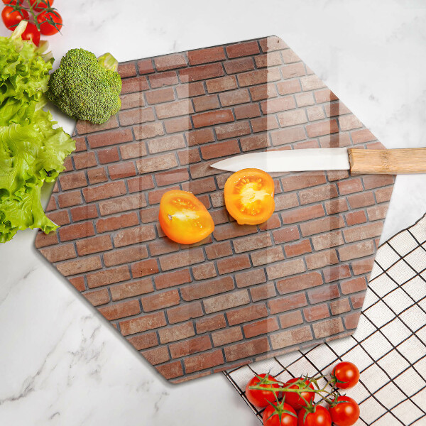 Chopping board glass Brick wall