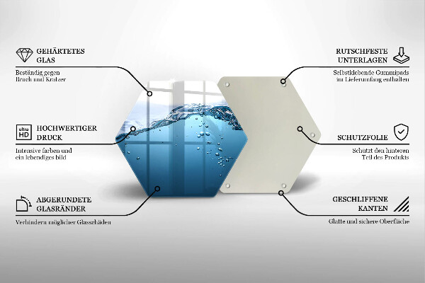 Chopping board glass Blue water