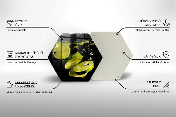 Chopping board glass Lime in water