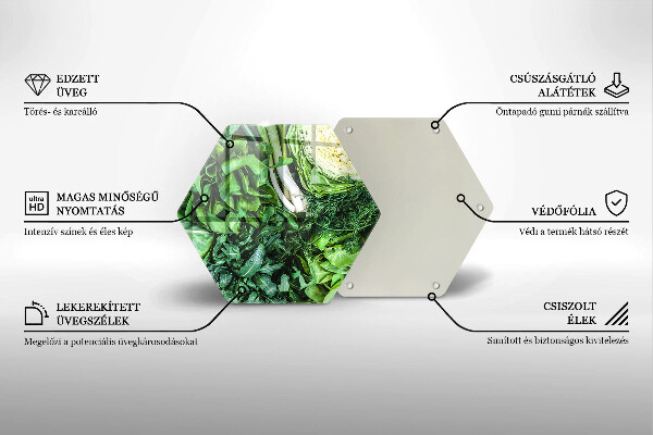 Chopping board glass Green vegetables