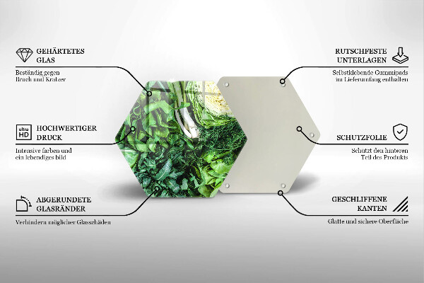 Chopping board glass Green vegetables