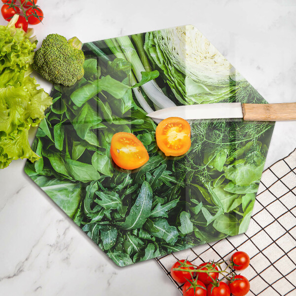 Chopping board glass Green vegetables