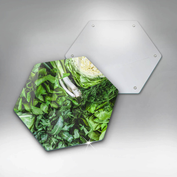 Chopping board glass Green vegetables