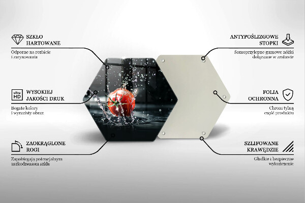 Chopping board glass Tomato in water