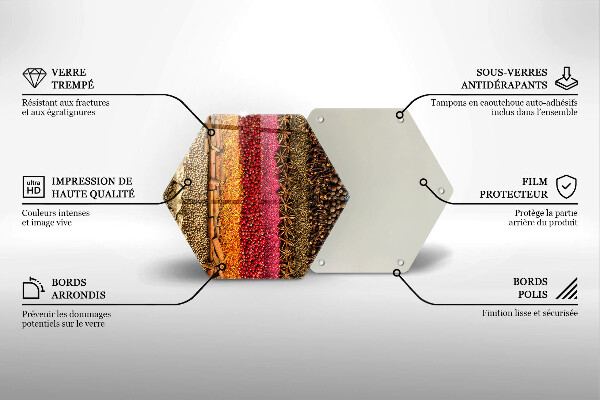 Chopping board glass Colorful spices