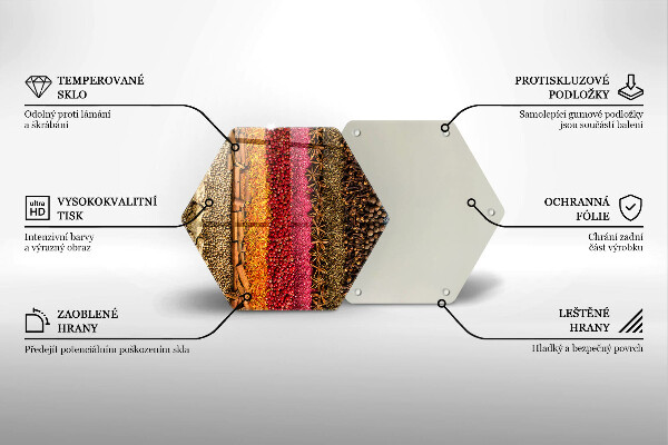 Chopping board glass Colorful spices