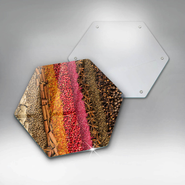 Chopping board glass Colorful spices