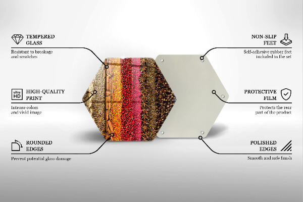 Chopping board glass Colorful spices