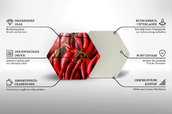 Chopping board glass Hot chili peppers