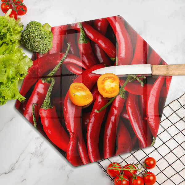 Chopping board glass Hot chili peppers