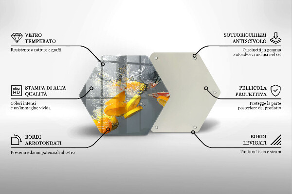 Chopping board glass Lemons in water