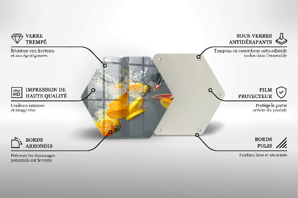 Chopping board glass Lemons in water