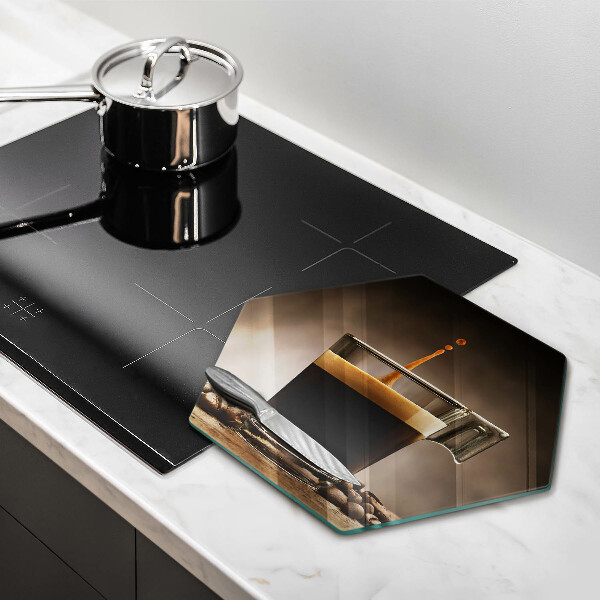 Chopping board glass Glass and coffee beans