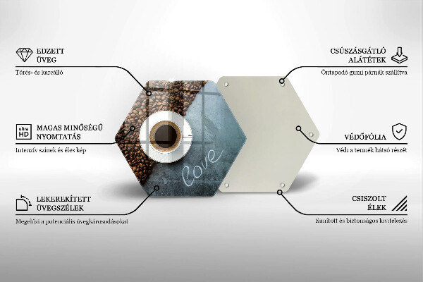 Chopping board Coffee beans and cup