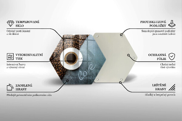 Chopping board Coffee beans and cup