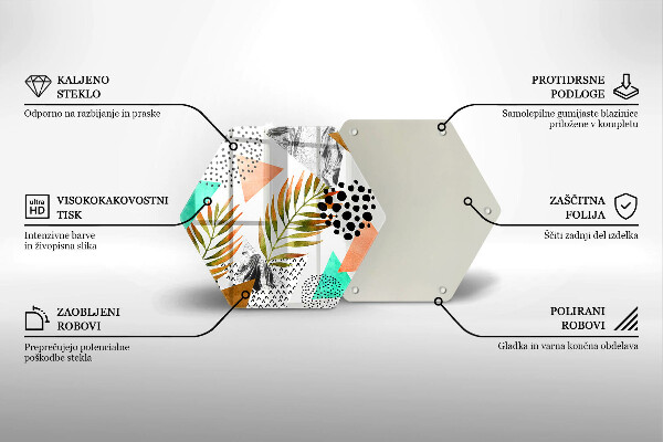 Chopping board glass Boho leaves pattern