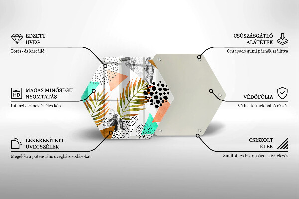 Chopping board glass Boho leaves pattern