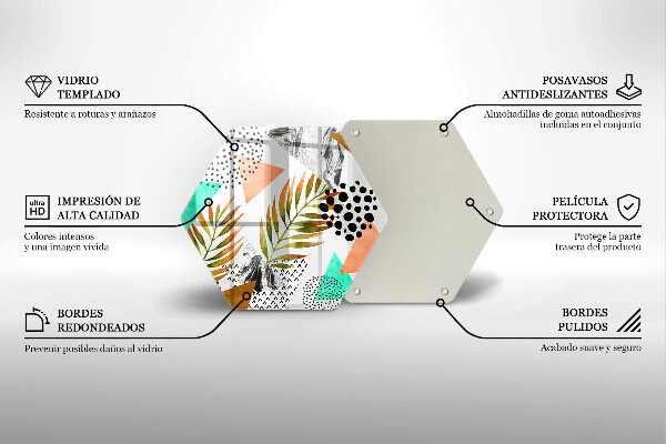 Chopping board glass Boho leaves pattern