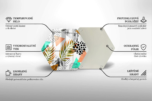 Chopping board glass Boho leaves pattern