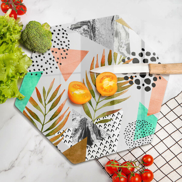 Chopping board glass Boho leaves pattern
