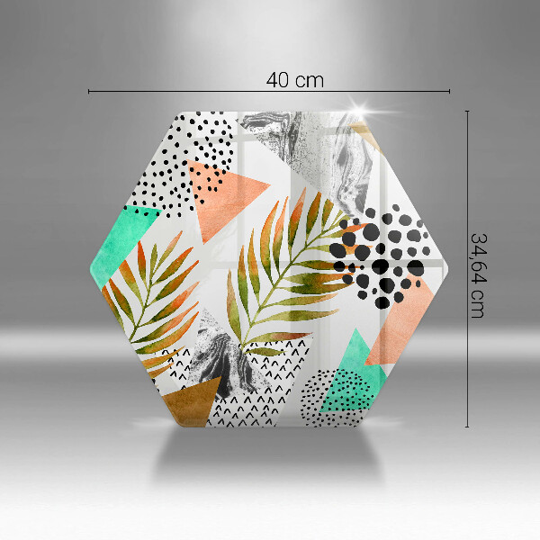 Chopping board glass Boho leaves pattern